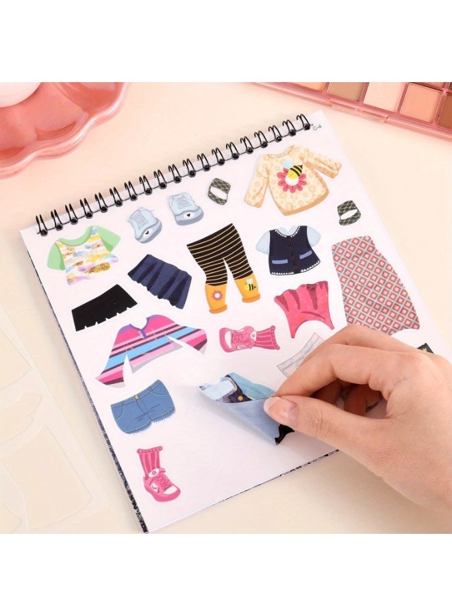 مجموعة كتاب ملصقات لعبة تنكر الفتيات - مجموعة كتاب تلوين أزياء لخبيرة الجمال مكونة من 26 صفحة | ملصقات تنكر قابلة لإعادة الاستخدام | كتاب رسومات وتلوين أزياء | يعزز الذوق الجمالي والتطوير الإبداعي | ورق سميك مقاوم للتمزق بحبر ممتاز | كتاب هادئ محمول للتخزين والسفر | مثالي لهدايا عيد الميلاد وعيد الميلاد | إضاءة فنية تفاعلية بين الوالدين والأطفال | كتاب إبداعي لتصميم الشعر والأزياء - Image 3